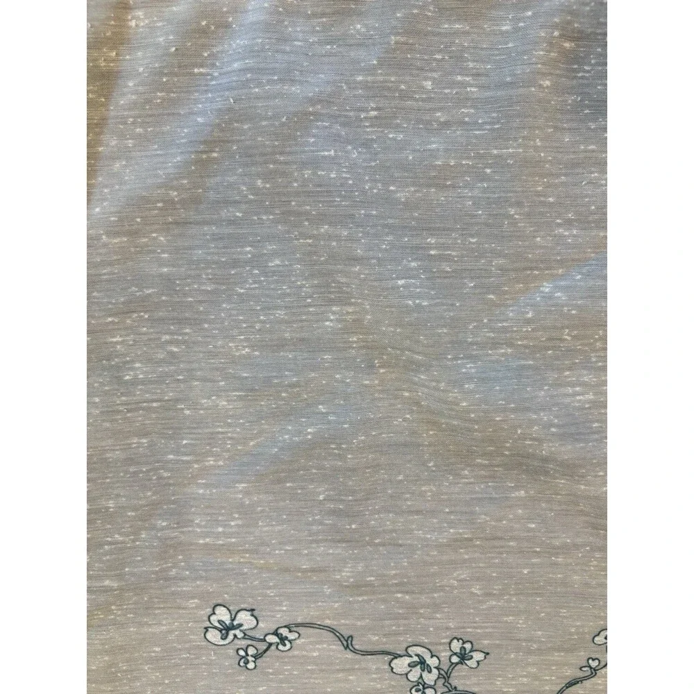 Vintage 70’s Curtain Panel (1) Blue Floral Sheer White 60”x84” Retro MCM Cottage